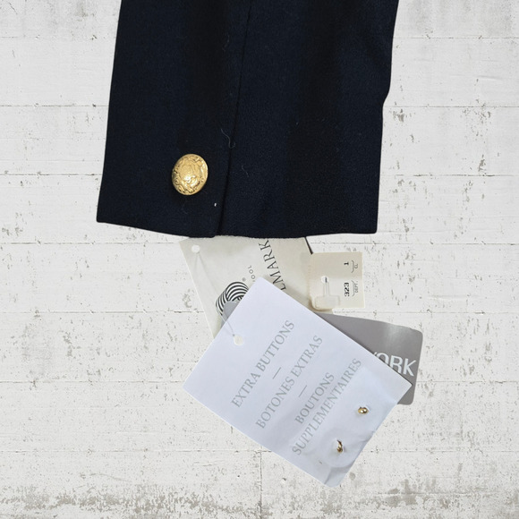 80s Vintage Black Military Double Breasted USA Made Deadstock Wool Blazer Size 8 - Picture 8 of 10